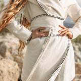 Warm Boho Hoody Cardigan for Women • Off - White Belted Wrap Cardigan - AYA Sacred Wear