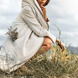 Warm Boho Hoody Cardigan for Women • Off - White Belted Wrap Cardigan - AYA Sacred Wear
