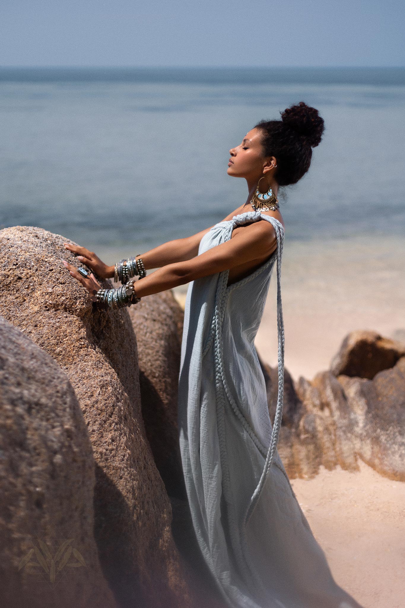 Experience Comfort and Style with Our Oversized One Shoulder Greek Goddess Dress by AYA Sacred Wear.