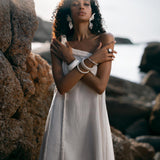 One Shoulder Tank Maxi Dress: Command attention in our one-shoulder tank maxi dress. Made from luxurious cotton, its figure-flattering silhouette and asymmetrical neckline epitomize modern elegance.