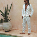 White Linen Blazer Jacket for Men - AYA Sacred Wear