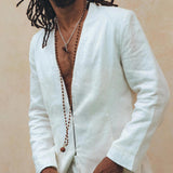 White Linen Blazer Jacket for Men - AYA Sacred Wear