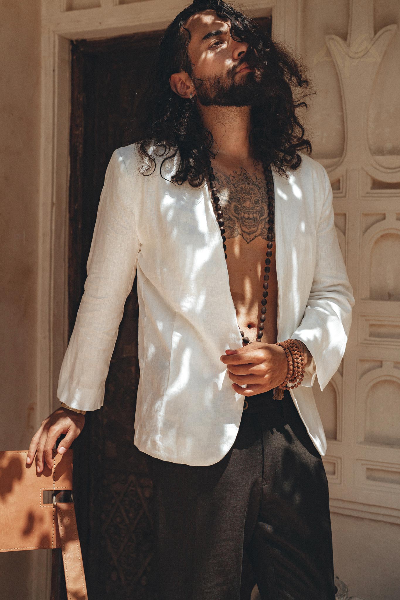 White Linen Blazer Jacket for Men - AYA Sacred Wear