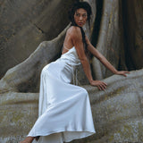 White Peace Silk Simple Wedding Dress • Natural Silk Boho Dress Women - AYA Sacred Wear