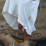 White Peace Silk Simple Wedding Dress • Natural Silk Boho Dress Women - AYA Sacred Wear