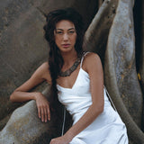 White Peace Silk Simple Wedding Dress • Natural Silk Boho Dress Women - AYA Sacred Wear