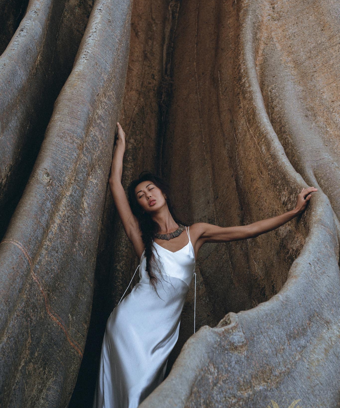 White Peace Silk Simple Wedding Dress • Natural Silk Boho Dress Women - AYA Sacred Wear
