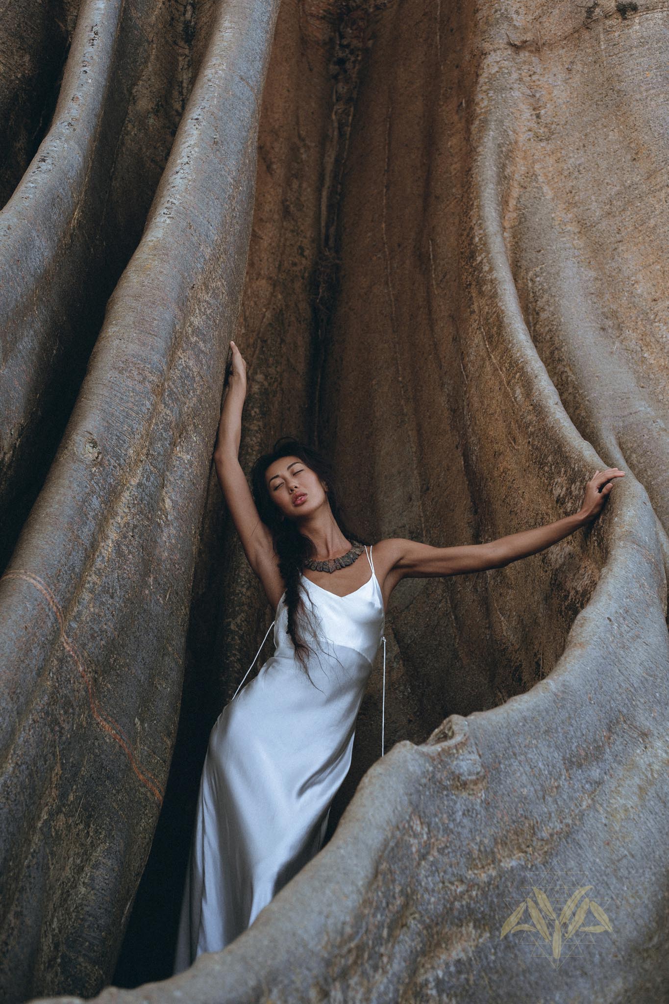 White Peace Silk Simple Wedding Dress • Natural Silk Boho Dress Women - AYA Sacred Wear