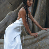 White Peace Silk Simple Wedding Dress • Natural Silk Boho Dress Women - AYA Sacred Wear