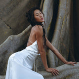 White Peace Silk Simple Wedding Dress • Natural Silk Boho Dress Women - AYA Sacred Wear