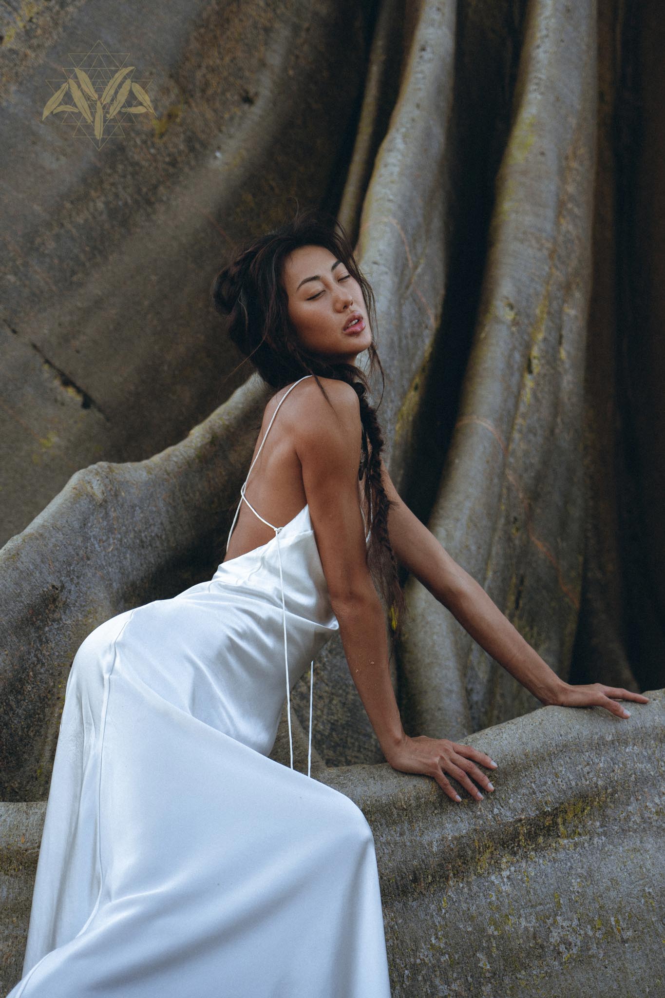 White Peace Silk Simple Wedding Dress • Natural Silk Boho Dress Women - AYA Sacred Wear