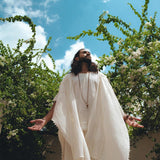 White Raw Cotton Minimalist Poncho for Men - AYA Sacred Wear