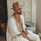 White Raw Cotton Minimalist Poncho for Men - AYA Sacred Wear