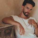 White Raw Edge Thick Cotton Top Tee for Men - AYA Sacred Wear