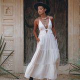 White Multiway Dress, Beach Adjustable Dress, Boho Sleeveless Dress - AYA Sacred Wear