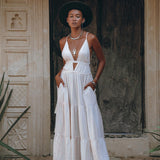 White Multiway Dress, Beach Adjustable Dress, Boho Sleeveless Dress - AYA Sacred Wear