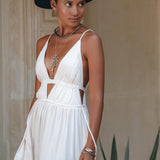 White Multiway Dress, Beach Adjustable Dress, Boho Sleeveless Dress - AYA Sacred Wear