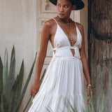 White Multiway Dress, Beach Adjustable Dress, Boho Sleeveless Dress - AYA Sacred Wear