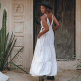 White Multiway Dress, Beach Adjustable Dress, Boho Sleeveless Dress - AYA Sacred Wear