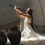 Boho-Style Net Cover Up - Embrace your bohemian side with this beautiful off-white poncho cape, a must-have for any fashion-forward woman.