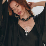 Wide Sleeve Bohemian Kaftan Cardigan • Black Peace Silk Kimono Robe - AYA Sacred Wear