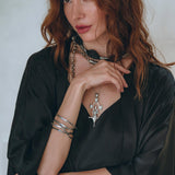 Wide Sleeve Bohemian Kaftan Cardigan • Black Peace Silk Kimono Robe - AYA Sacred Wear