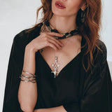 Wide Sleeve Bohemian Kaftan Cardigan, Black Peace Silk Kimono Robe - AYA Sacred Wear