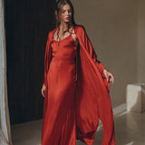 Wine Red Silk Boho Kimono Cover • Wide Sleeve Bohemian Kaftan Cardigan - AYA Sacred Wear