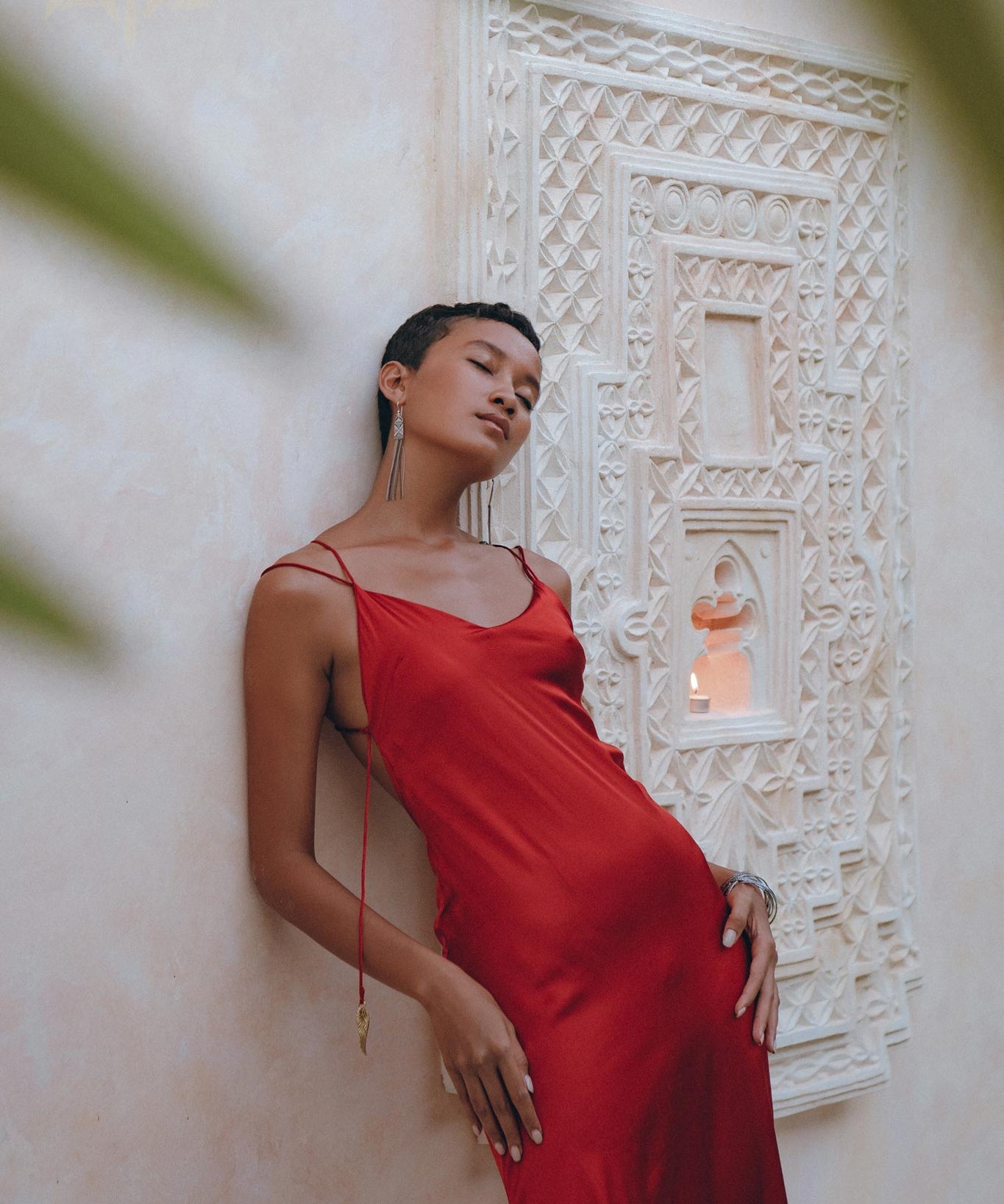 Wine Red Silk Slip Dress • Peace Silk Dress • Evening Bohemian Dress - AYA Sacred Wear