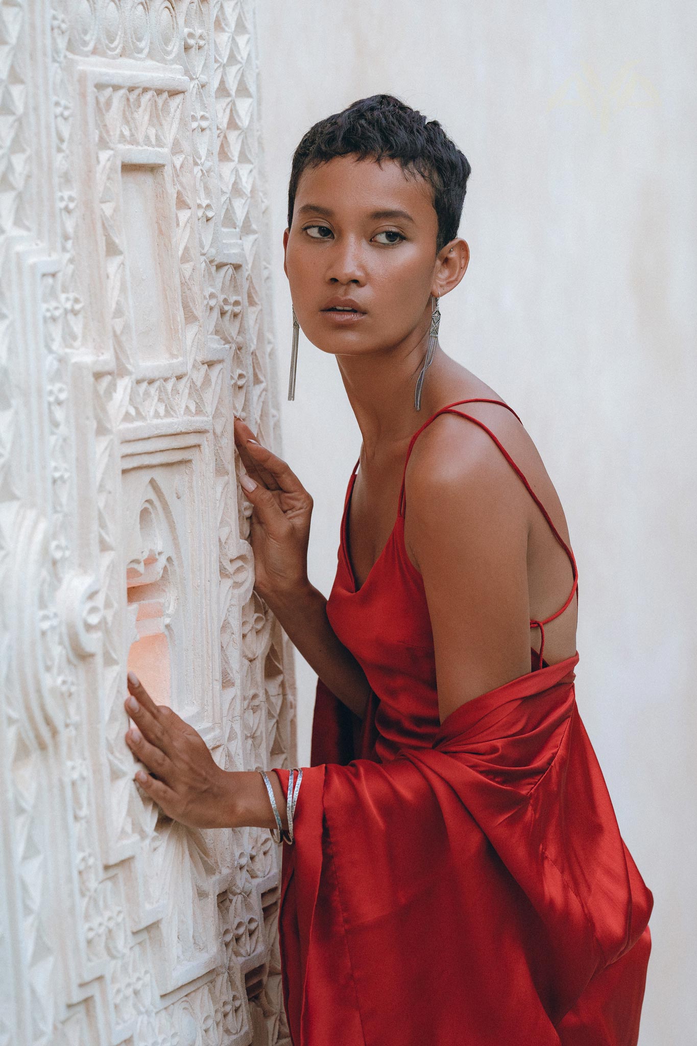 Wine Red Silk Slip Dress • Peace Silk Dress • Evening Bohemian Dress - AYA Sacred Wear