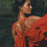 Stunning Bohemian Goddess Dress crafted in a unique Wine Red hue. 