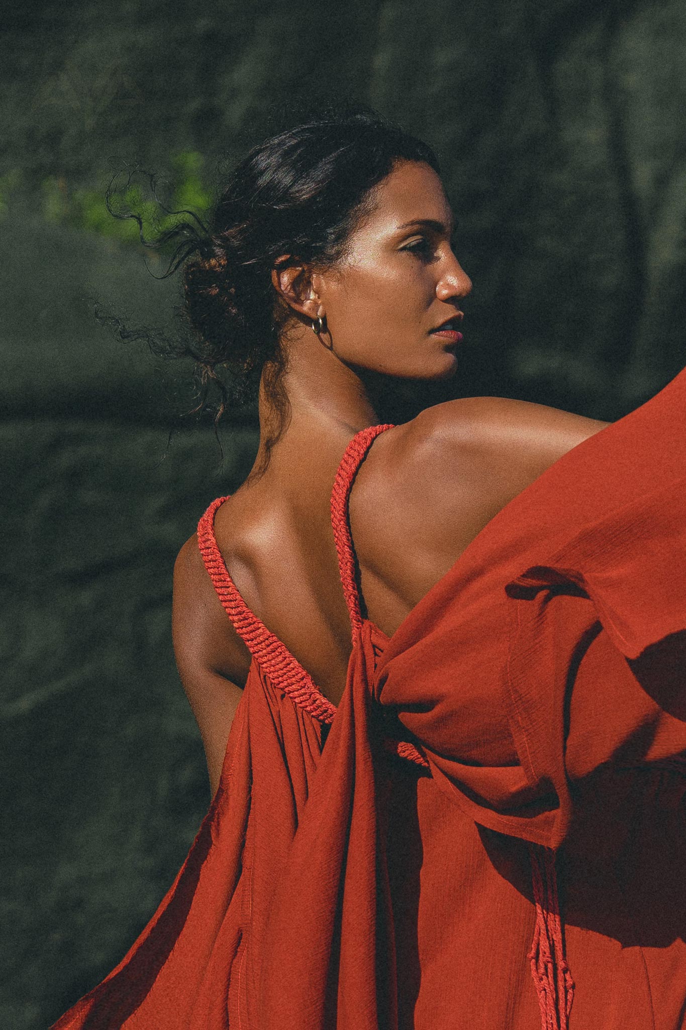 Stunning Bohemian Goddess Dress crafted in a unique Wine Red hue. 