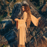 Yellow Boho Wrap Top • Organic Wide Sleeve Bohemian Wrap Blouse - AYA Sacred Wear