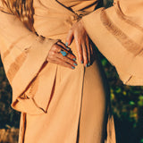 Yellow Boho Wrap Top • Organic Wide Sleeve Bohemian Wrap Blouse - AYA Sacred Wear