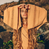 Yellow Boho Wrap Top • Organic Wide Sleeve Bohemian Wrap Blouse - AYA Sacred Wear