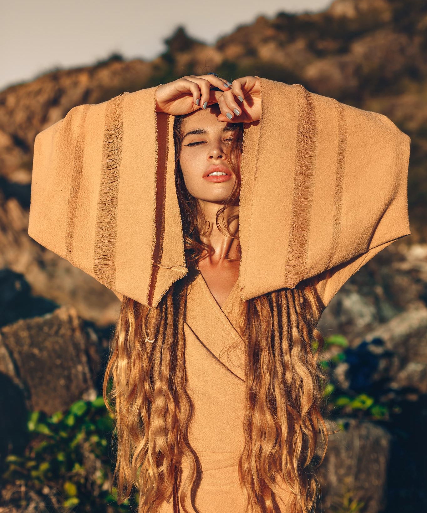 Yellow Boho Wrap Top • Organic Wide Sleeve Bohemian Wrap Blouse - AYA Sacred Wear