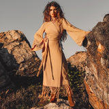 Yellow Boho Wrap Top • Organic Wide Sleeve Bohemian Wrap Blouse - AYA Sacred Wear