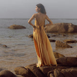 Yellow Gold Greek Goddess Prom Boho Dress - AYA Sacred Wear