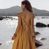 Yellow Gold Greek Goddess Prom Boho Dress - AYA Sacred Wear