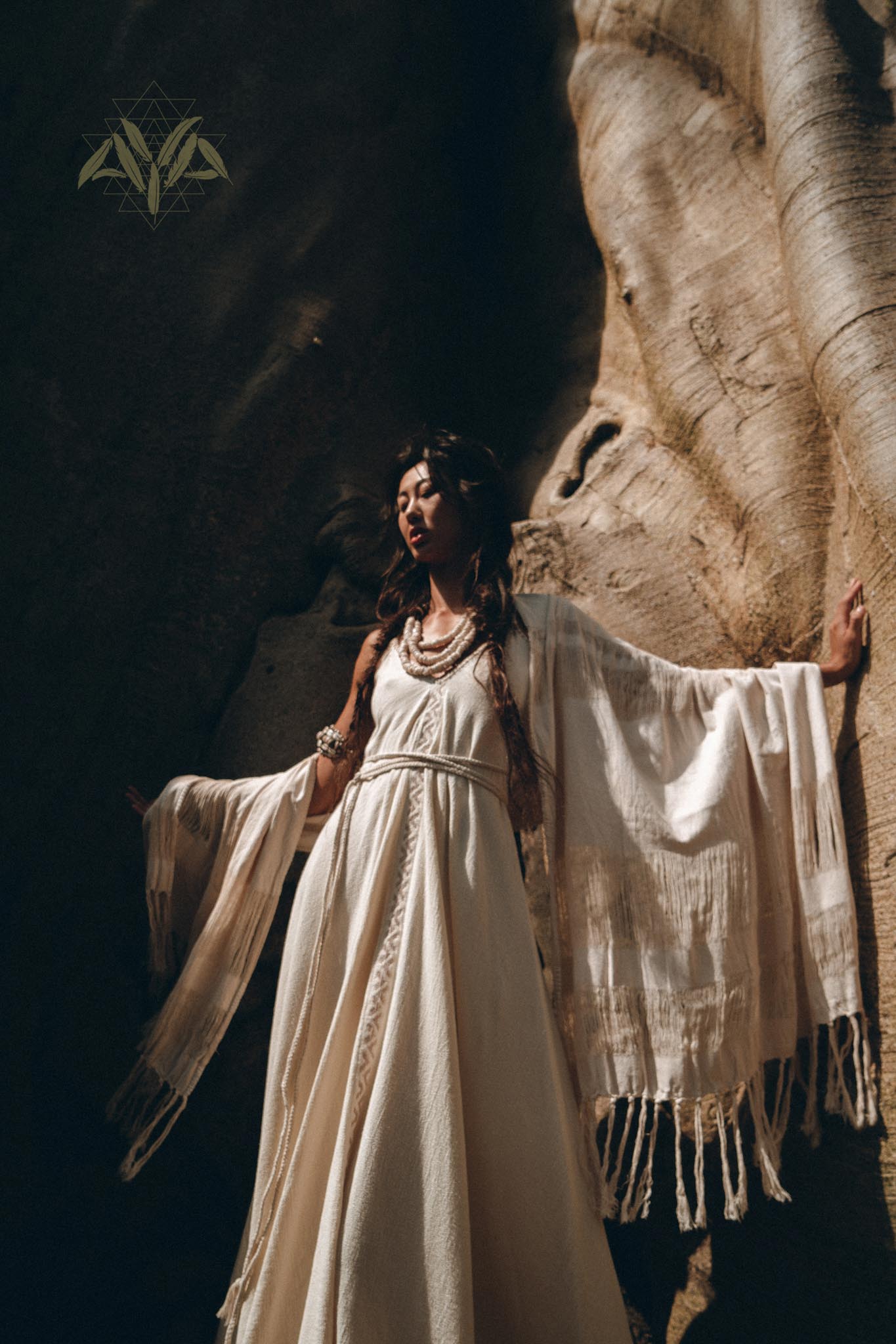 Off-White Boho Dress, Goddess Dress, Simple Wedding Dress - AYA sacred wear