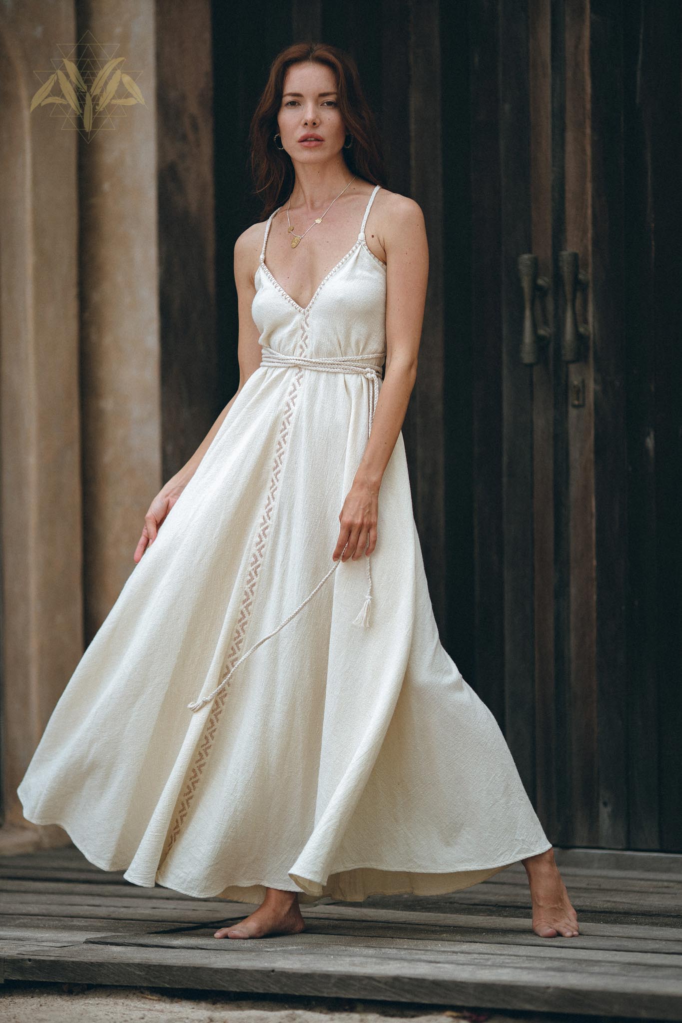 Off-White Boho Dress, Goddess Dress, Simple Wedding Dress - AYA sacred wear