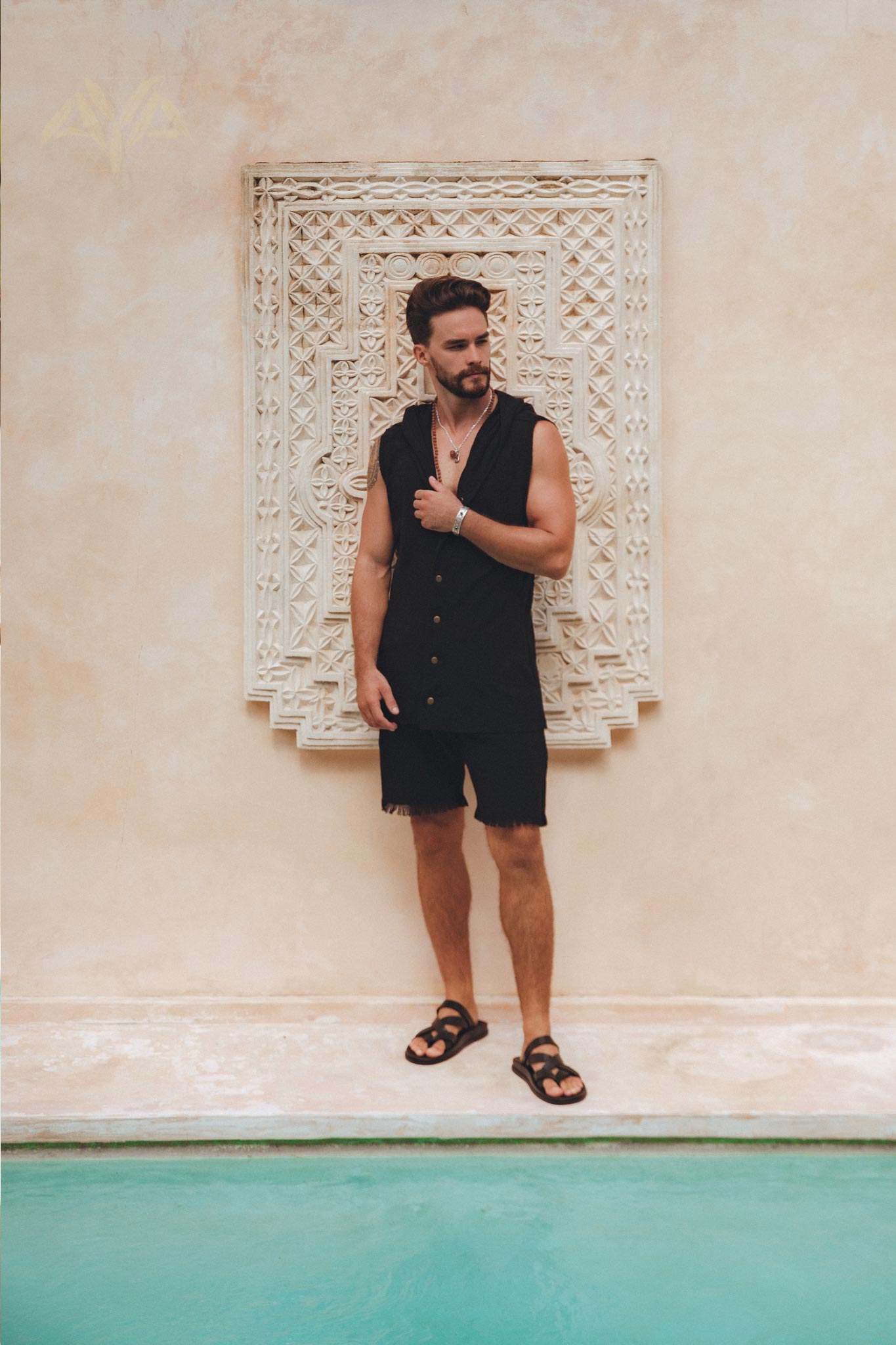 Black Handwoven Cotton Shorts for Men by AYA Sacred Wear