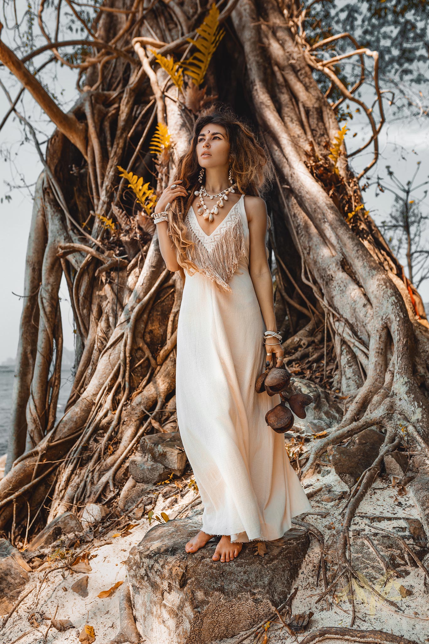 Off-White Boho Dress • Goddess Dress • Simple Wedding Dress