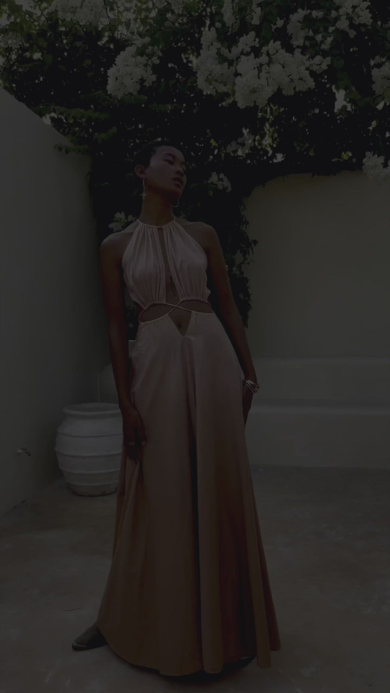 Dusty Pink Maxi Adjustable Dress, Open Back Sides Belly Dress - AYA Sacred Wear