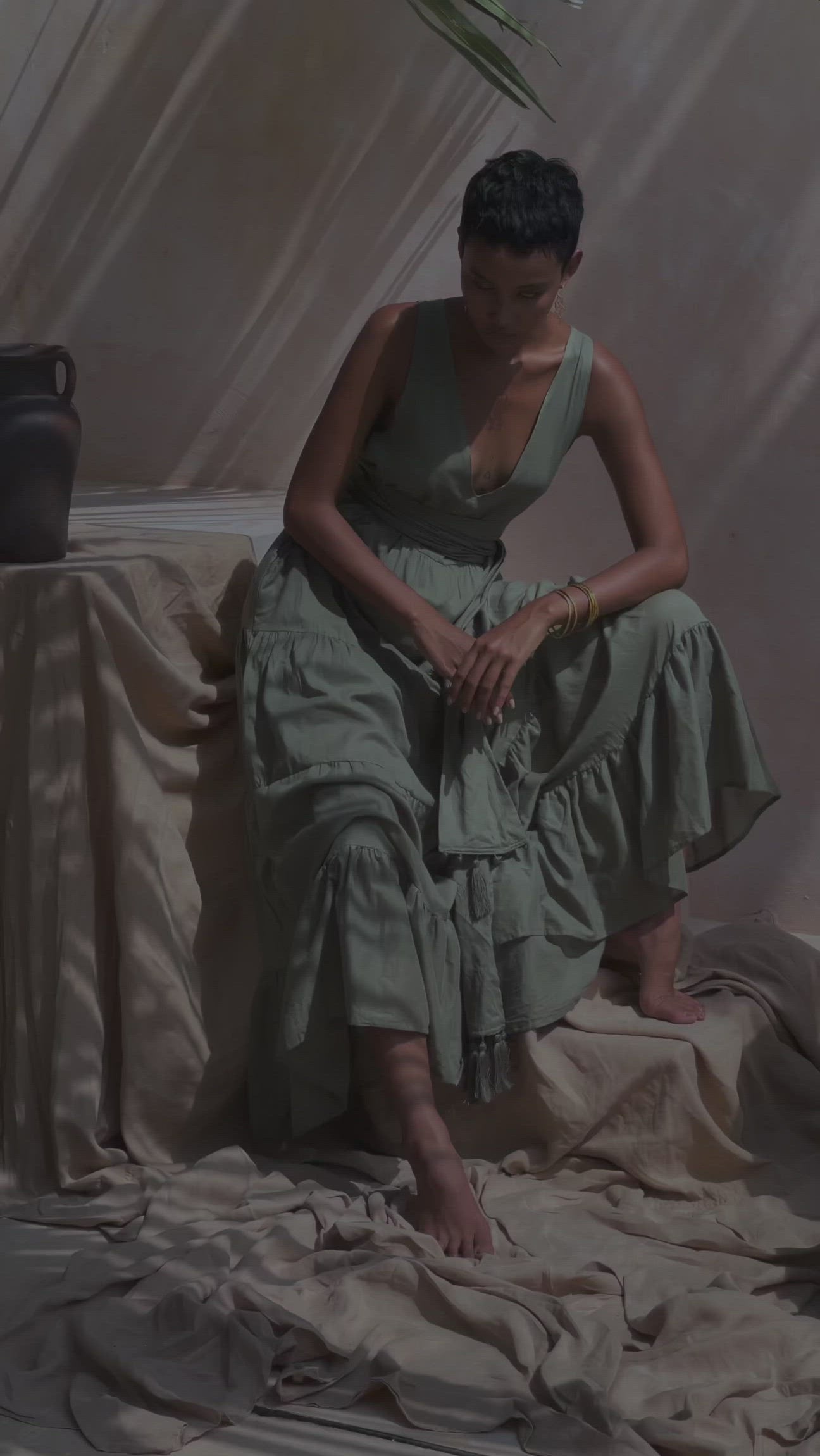 Boho Bridesmaid Dress, Bohemian Dress, Sage Green Adjustable Dress - AYA Sacred Wear