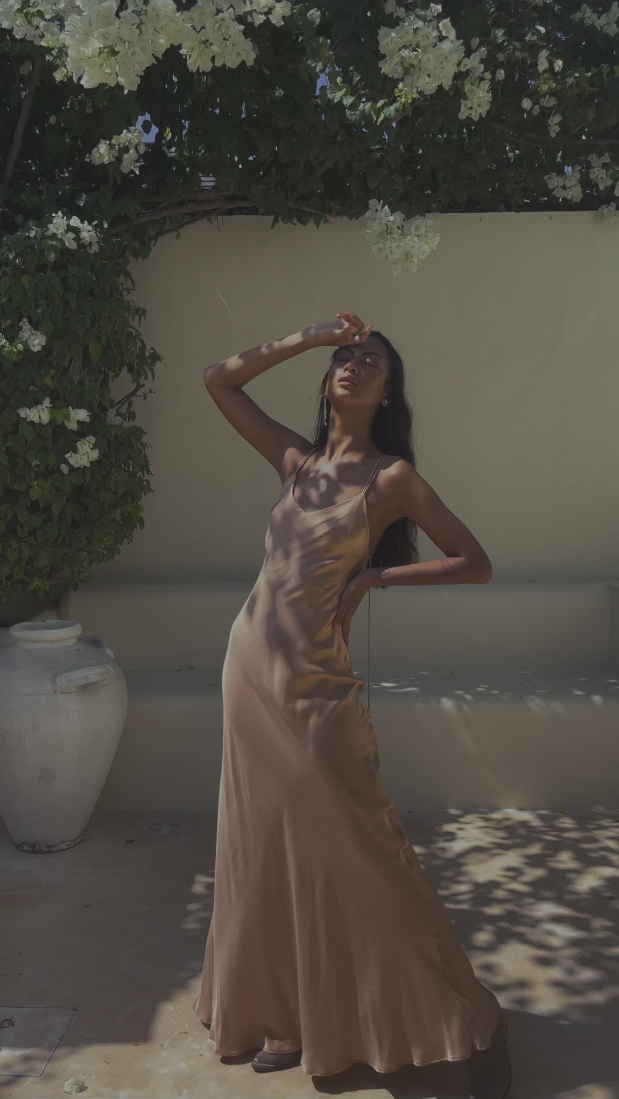 Dusty Pink Silk Slip Dress, Open Back Dress, Evening Bohemian Dress - AYA Sacred Wear