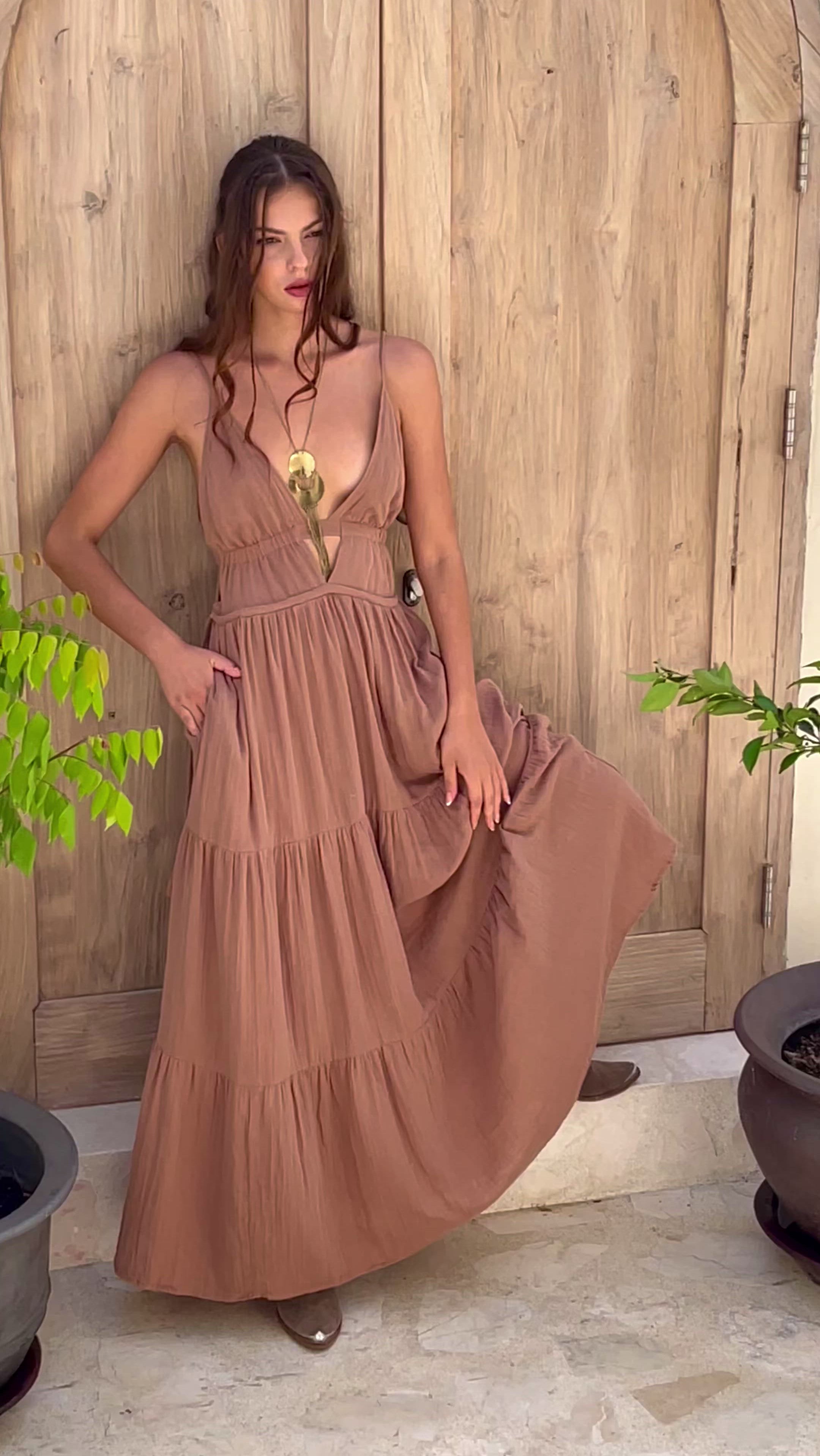 Latte Multiway Dress, Beach Adjustable Dress, Boho Sleeveless Dress - AYA Sacred Wear