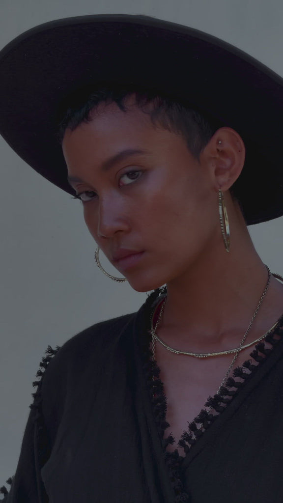 Black Boho Wrap Top, Organic Top Women, Wide Sleeve Wrap Top -AYA Sacred Wear