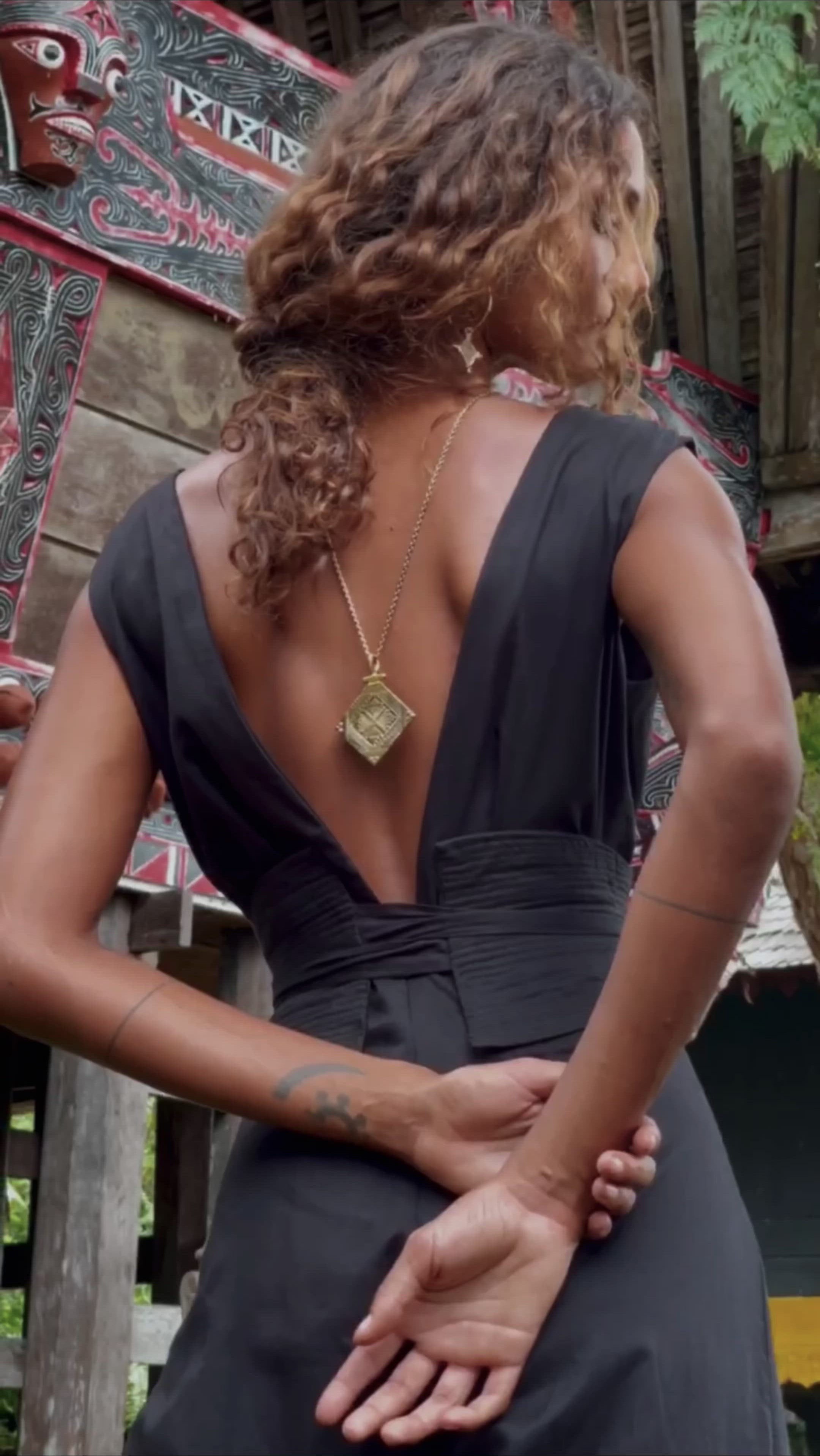 Black Boho Jumpsuit Women, Handmade Cold Shoulder Maxi Jumpsuit - AYA Sacred Wear