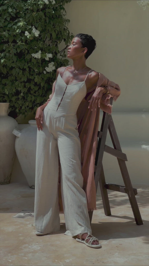 Linen Cardigan Women, Dusty Pink Overcoat, Boho Wrap Cardigan with Belt - AYA Sacred Wear